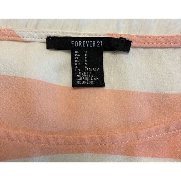 Forever 21 SZ S Woman’s Peachy Pink Striped Sheer Blouse/Top - Picture 4 of 9